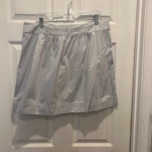 J Crew Gray Cotton Pleated Waist Cotton A Line Mini Skirt Size 14 Spring Sporty
